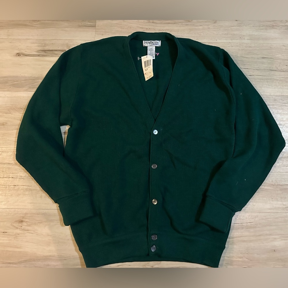 Vintage Penguin Sport Dark Green Men's Grandpa Grunge Sweater